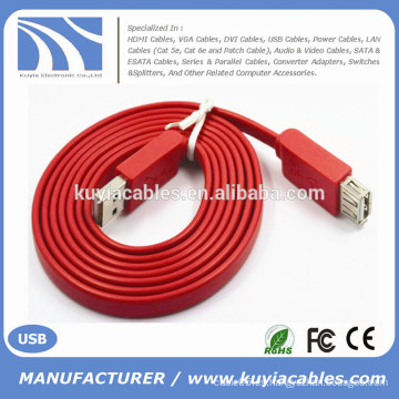 Usb de la fábrica venden al cable del af Cable de extensión del USB 2.0 Plano Rojo Azul Negro Blanco Rosa Púrpura